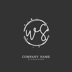 Handwritten initial letter W S WS for identity and logo. Vector logo template with handwriting and signature style.