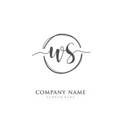 Handwritten initial letter W S WS for identity and logo. Vector logo template with handwriting and signature style.