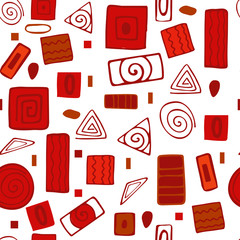 Seamless vector pattern. Abstract geometric background. Kurugi squares and triangles.