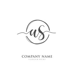 Handwritten initial letter A S AS for identity and logo. Vector logo template with handwriting and signature style.