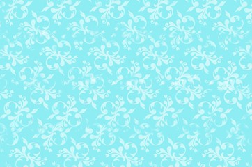 Turquoise blue and white leaf textured background