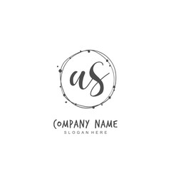 Handwritten initial letter A S AS for identity and logo. Vector logo template with handwriting and signature style.