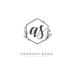 Handwritten initial letter A S AS for identity and logo. Vector logo template with handwriting and signature style.