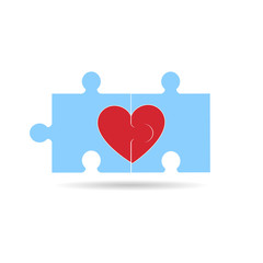 Puzzle a heart concept for Happy valentine day. Vector illustration