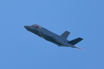 Fototapeta na wymiar F-35 Lightning II approaching in beautiful light