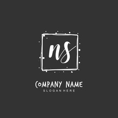 Handwritten initial letter N S NS for identity and logo. Vector logo template with handwriting and signature style.