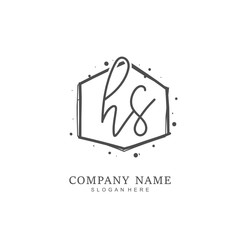 Handwritten initial letter H S HS for identity and logo. Vector logo template with handwriting and signature style.