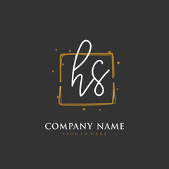 Fototapeta na wymiar Handwritten initial letter H S HS for identity and logo. Vector logo template with handwriting and signature style.