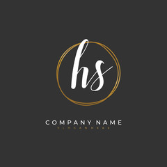 Handwritten initial letter H S HS for identity and logo. Vector logo template with handwriting and signature style.