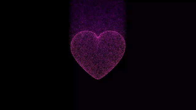 Heart particles rising as if being dissolved in water - concept: love, valentine, passion, broken heart, melting heart,