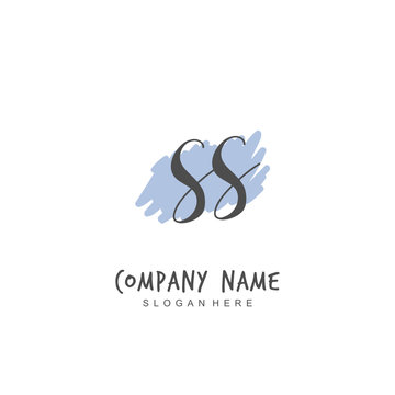 Handwritten initial letter S SS for identity and logo. Vector logo template with handwriting and signature style.