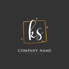 Handwritten initial letter K S KS for identity and logo. Vector logo template with handwriting and signature style.