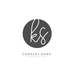 Handwritten initial letter K S KS for identity and logo. Vector logo template with handwriting and signature style.