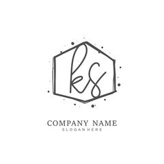 Handwritten initial letter K S KS for identity and logo. Vector logo template with handwriting and signature style.