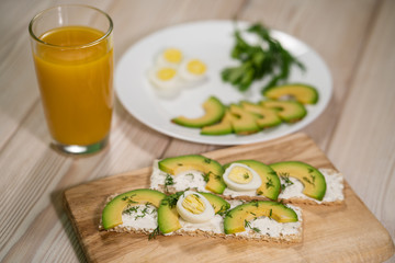 Healthy breakfast - Toast with avocado and egg