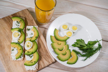 Healthy breakfast - Toast with avocado and egg