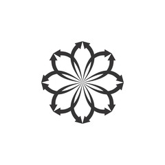 Flower with rotation arrow logo design vector