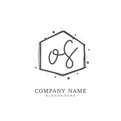 Handwritten initial letter O S OS for identity and logo. Vector logo template with handwriting and signature style.