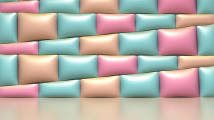 Abstract background in a delicate color in the form of a wall of candy. 3D Render