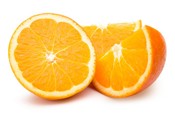 Orange fruit slice isolated on white with clipping path.