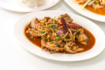 Nam Tok, Spicy BBQ pork or beef salad