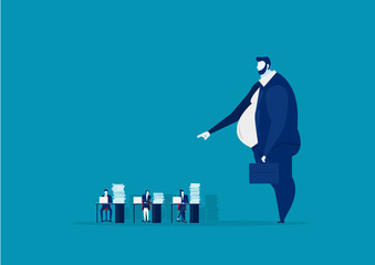 Fototapeta premium The employer shadow command employee hard work in office concept vector