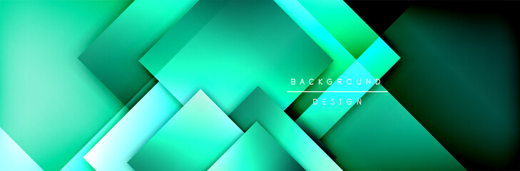 Square shapes composition geometric abstract background. 3D shadow effects and fluid gradients. Modern overlapping forms