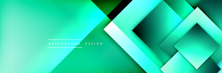Square shapes composition geometric abstract background. 3D shadow effects and fluid gradients. Modern overlapping forms