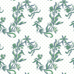 Abstract nature flower seamless pattern. Ethnic ornament, floral print, textile fabric, botanical.