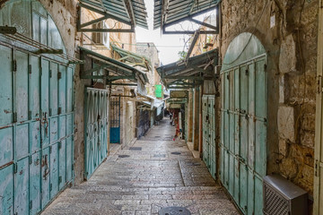 Jerusalem old street in the morning