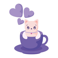 Isolated cat cartoon inside coffee mug vector design