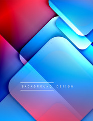 Rounded squares shapes composition geometric abstract background. 3D shadow effects and fluid gradients. Modern overlapping forms.