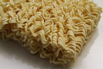 Close up of instant noodles texture