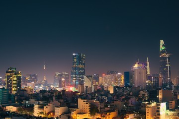 VIbrant night shot of Saigon, Vietnam (Ho Chi Minh City)