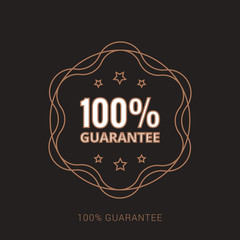 100% GUARANTEED LABEL , Guaranteed tags badge, guaranteed label. Brown and white color with outline concept.