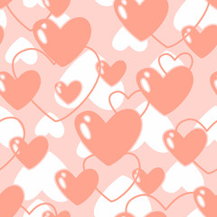 Seamless pattern with hearts of tender color and with. Vector illustration...