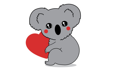 Koalas hug heart cartoon vector