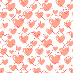 Seamless pattern with hearts of tender color and with. Vector illustration...