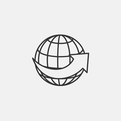 globe and arrow icon vector illustration for website and graphic design
