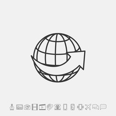 globe and arrow icon vector illustration for website and graphic design