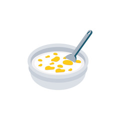 Isolated cornflakes bowl and spoon vector design