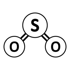 Sulfur oxide molecule icon.