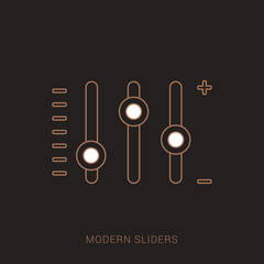 Vector illustration of colorful glossy slider infographic elements. Brown and white color with outline concept.