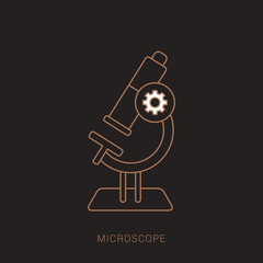 Microscope vector illustration in flat style. Brown and white color with outline concept.