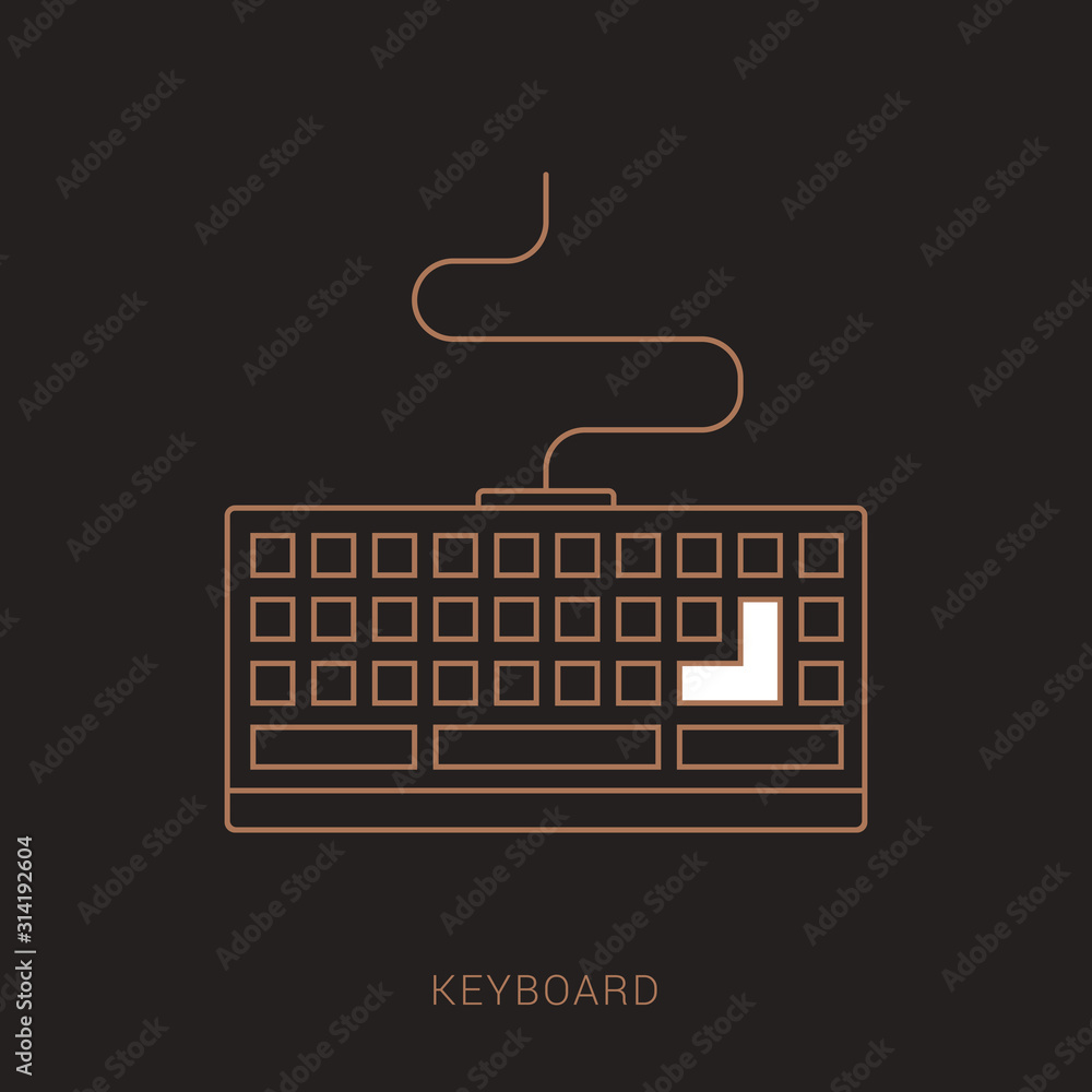 Fototapete keyboard vector icon. keyboard linear sign. computer keyboard icon. brown and white color with outli