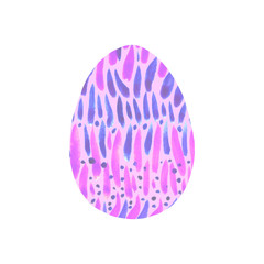 Abstract multi color textured Easter egg isolated on white background. Hand drawn pattern of circles, rounds, dots and lines