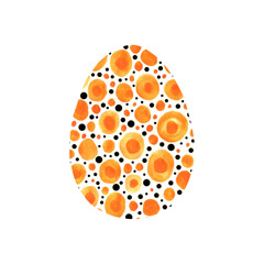 Abstract multi color textured Easter egg isolated on white background. Hand drawn pattern of circles, rounds, dots and lines