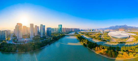 Obraz premium City Scenery of both sides of Minjiang River, Fuzhou City, Fujian Province, China