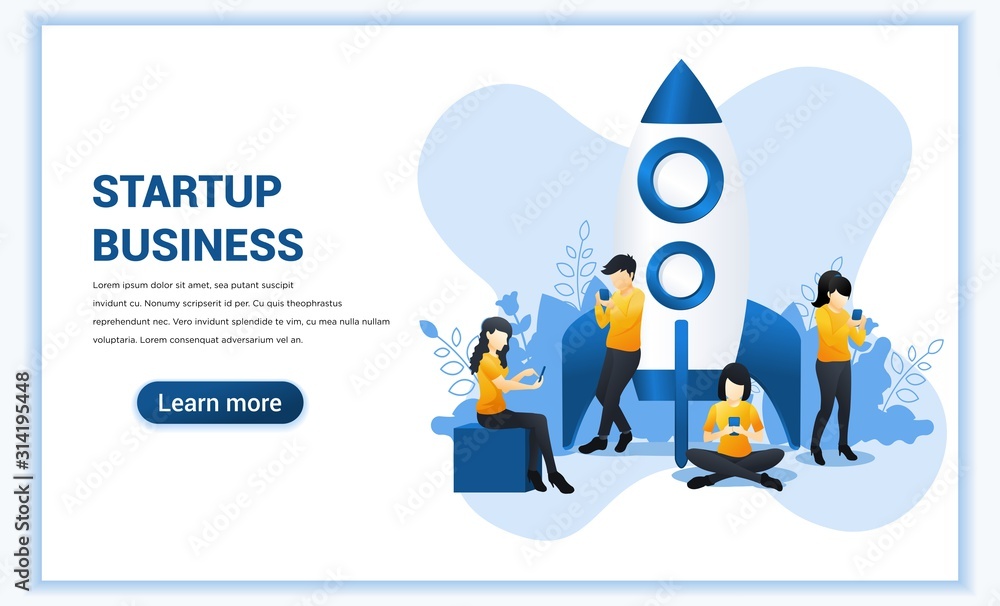 Poster start up project concept for mobile app development and business. can use for web banner, infographi