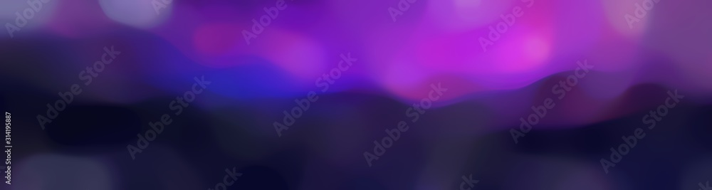 Poster blurred bokeh horizontal background graphic with very dark blue, moderate violet and dark orchid colors and space for text